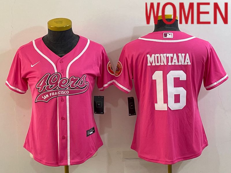 Women San Francisco 49ers #16 Montana Pink 2022 Nike Co branded NFL Jerseys